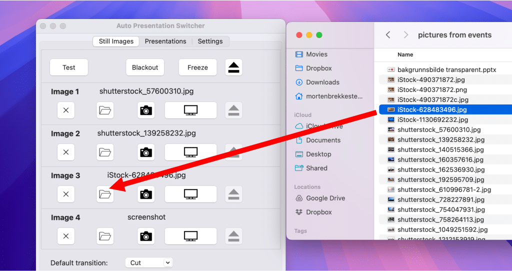 Selecting images for APS image slots