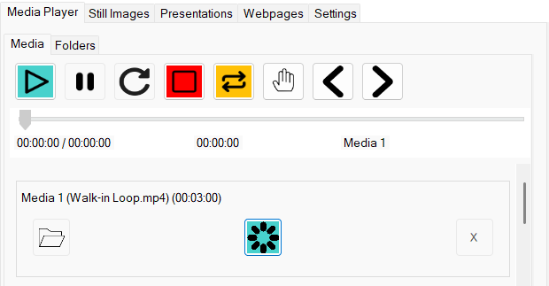 Walk-in Loop loaded without playback in APS for Windows 4.6, with the turquoise Load button and disabled right-edge Remove button.