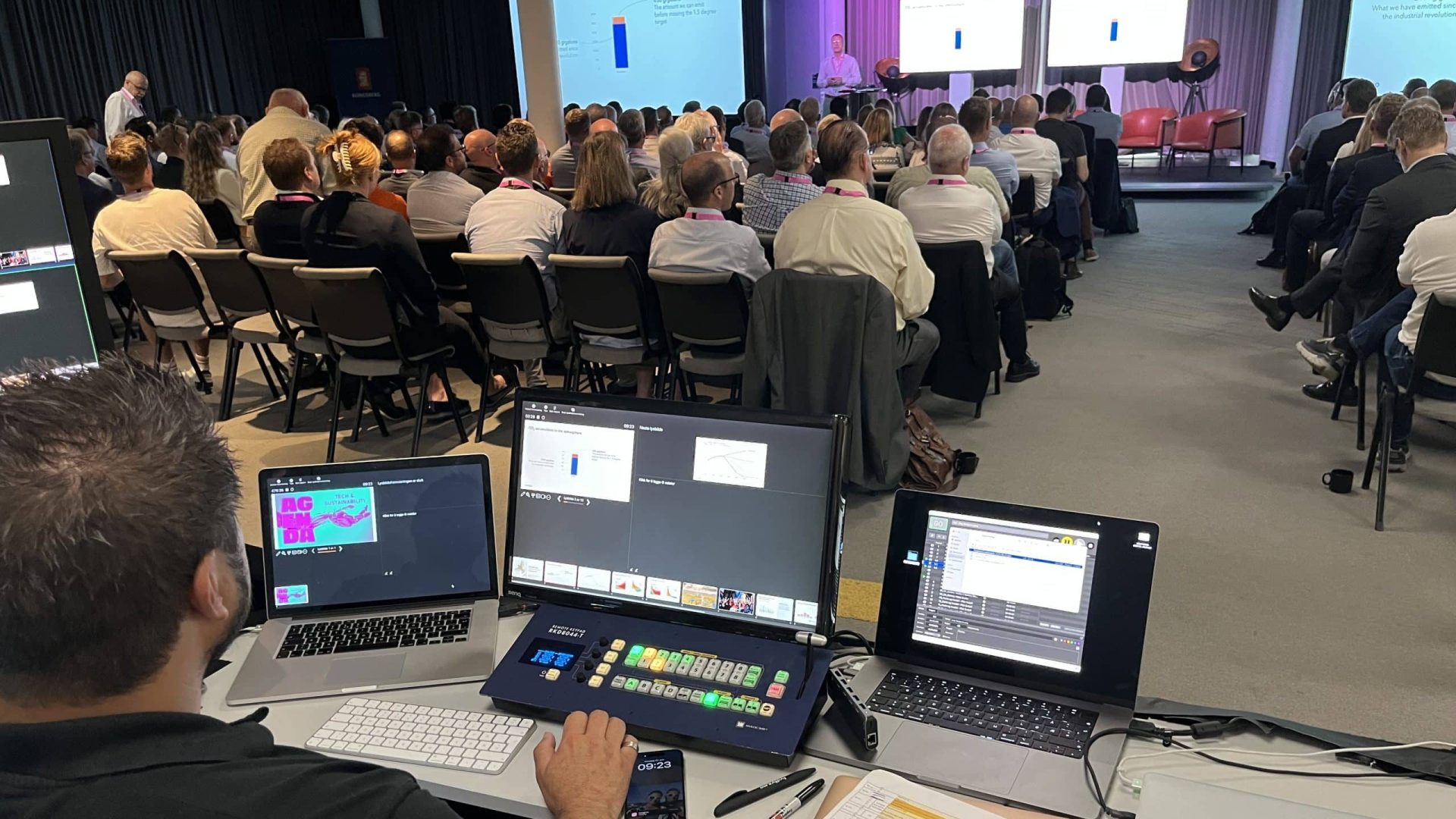 A/V technician controlling presentations