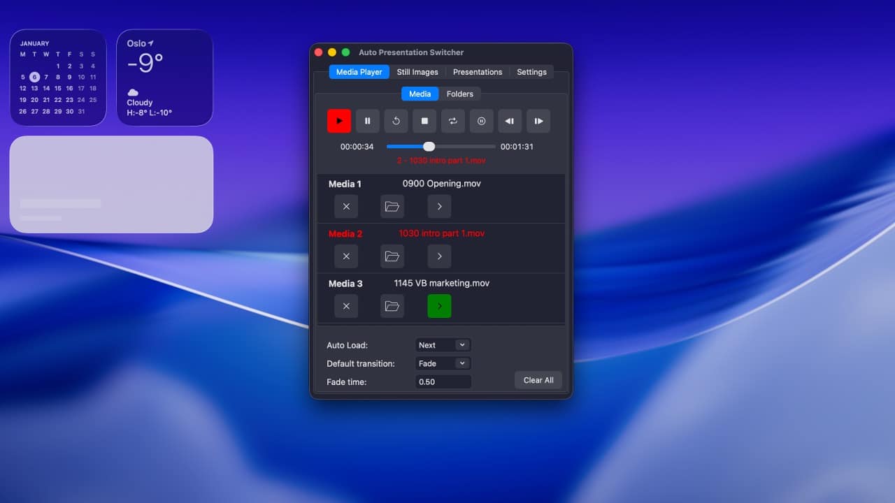 APS media player interface on macOS